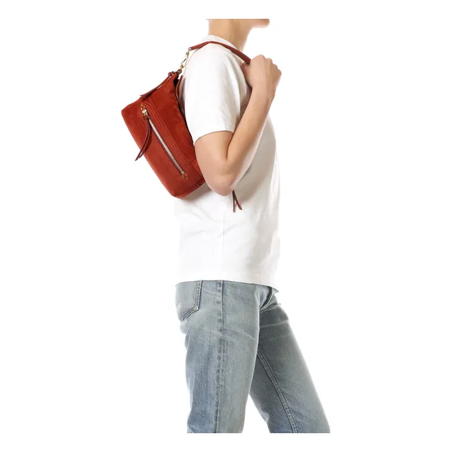 Sac Lucky Hobo Small Croute Velours | Rouille