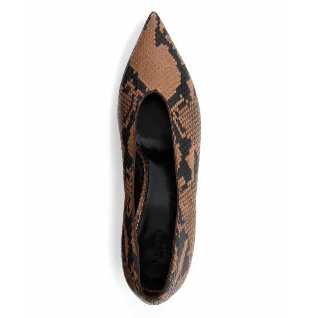 Leather Python slippers | Taupe brown