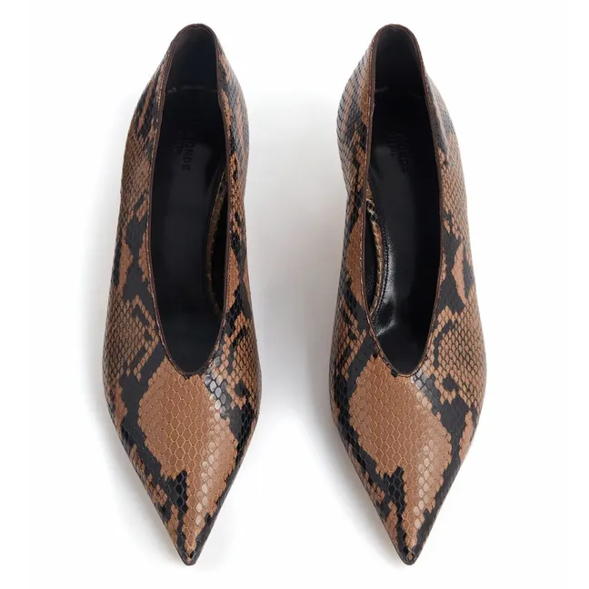 Leather Python slippers | Taupe brown