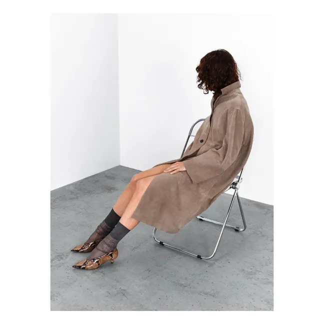 Leather Python slippers | Taupe brown