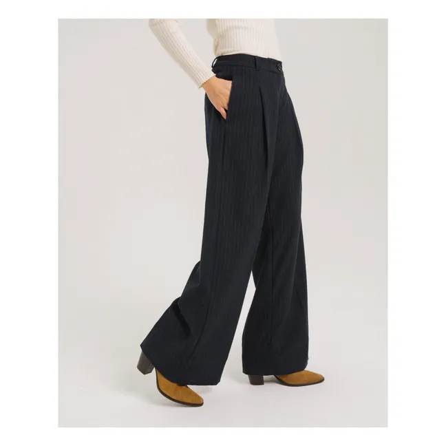 Pantalon Rayures Eustache | Bleu marine