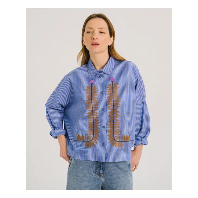 Chemise Rayures Wood Coton | Bleu