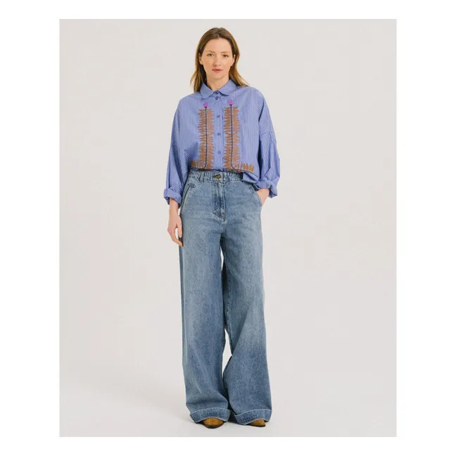 Chemise Rayures Wood Coton | Bleu