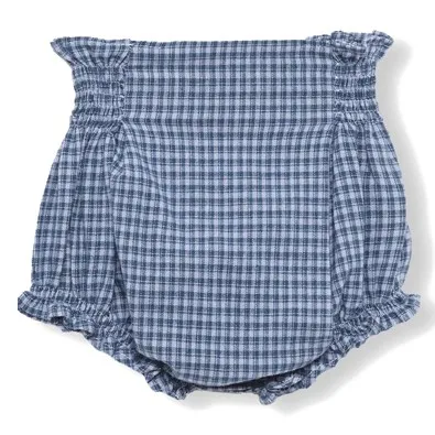 Conjunto de blusa y bombacho Vichy de algodón orgánico | Azul índigo