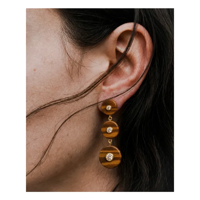 Boucles d'Oreilles Hera Oeil de Tigre | Marron