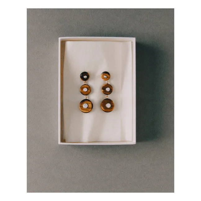 Boucles d'Oreilles Hera Oeil de Tigre | Marron