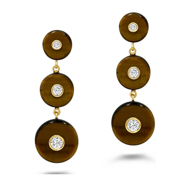 Boucles d'Oreilles Hera Oeil de Tigre | Marron