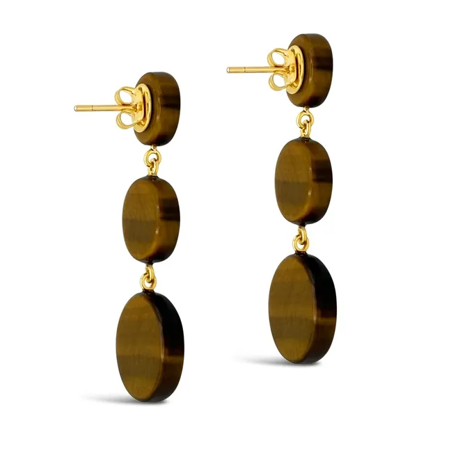 Boucles d'Oreilles Hera Oeil de Tigre | Marron
