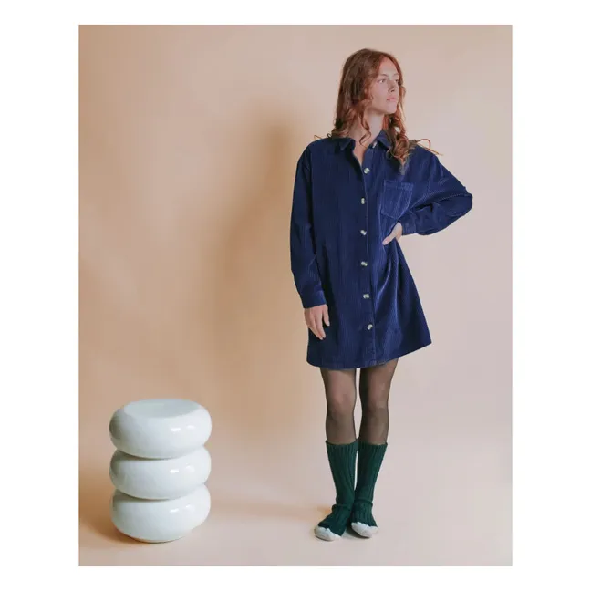 Robe Equinoxe Velours | Bleu marine