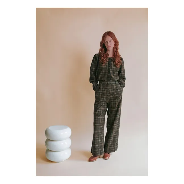 Pantalon Carreaux Ecome Flannelle | Kaki