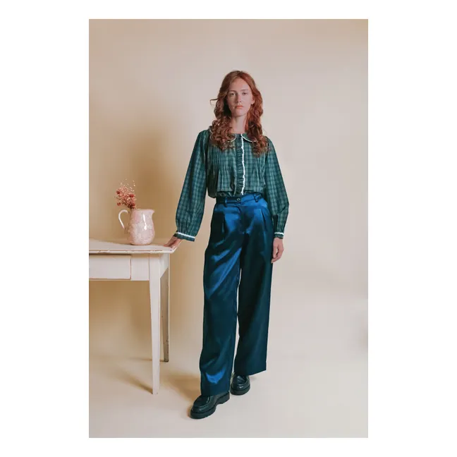 Blouse Carreaux Eboto | Vert forêt