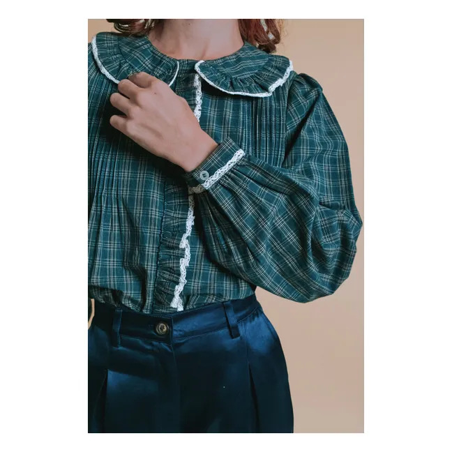 Blouse Carreaux Eboto | Vert forêt