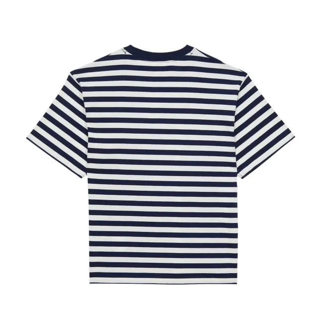 T-shirt Nils Rayé Coton Bio | Bleu noir