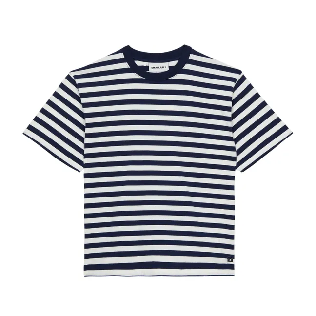 T-shirt Nils Rayé Coton Bio | Bleu noir