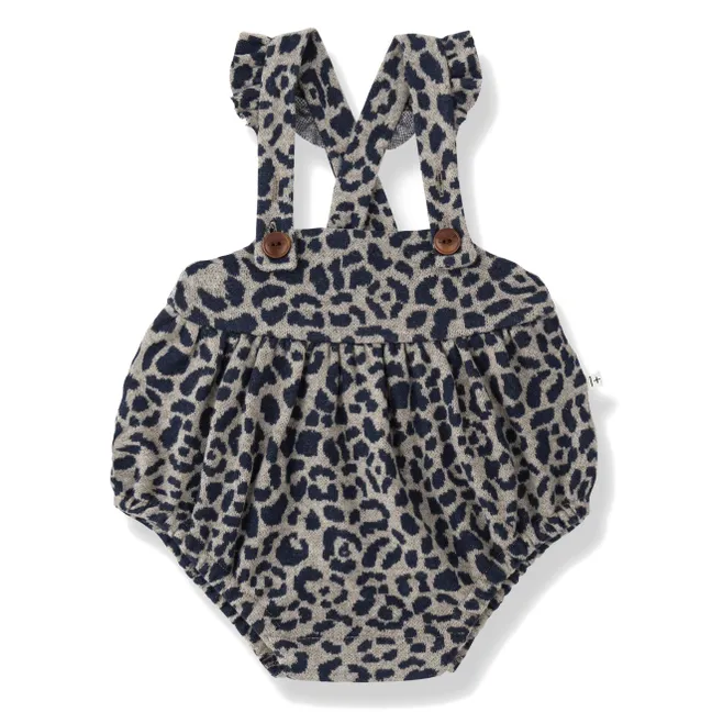 Siena Leopard Fleece Romper | Dark Blue