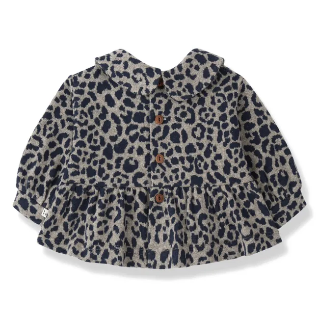 Blouse Ferrara Léopard Polaire | Bleu foncé
