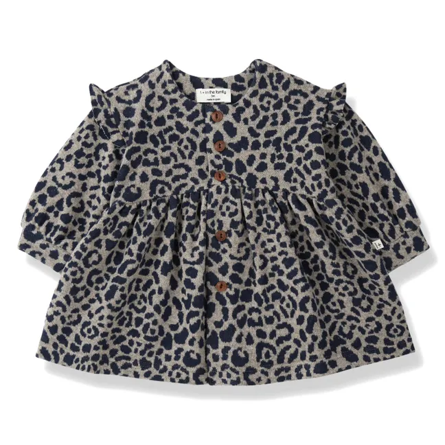 Matera Leopard Fleece Dress | Dark Blue