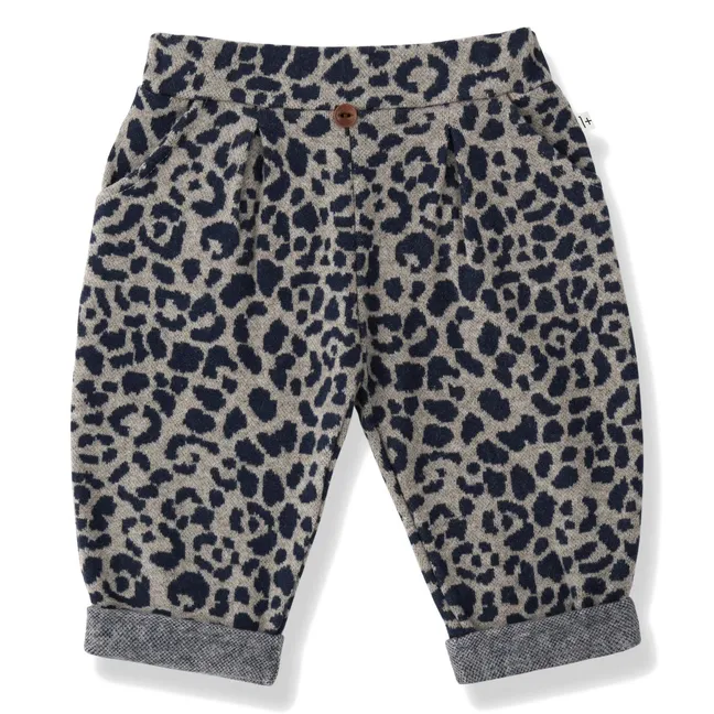 Roma Leopard Fleece Pants | Dark Blue