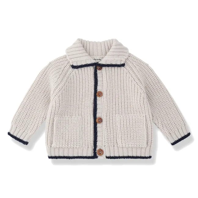 Cardigan Brescia Laine Merinos | Blanc cassé