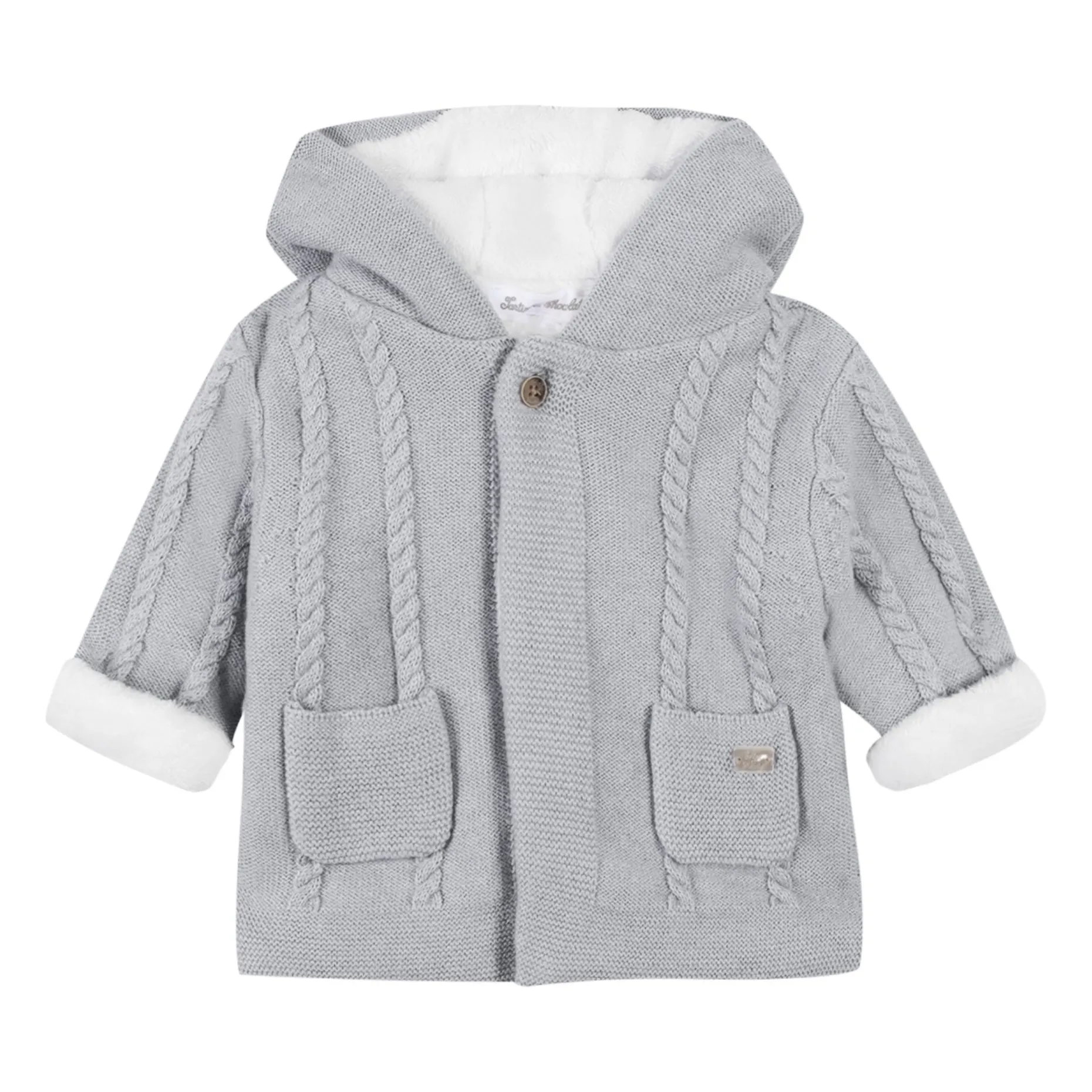 Tartine Et Chocolat Heather Grey Mesh-Lined Fleece Coat