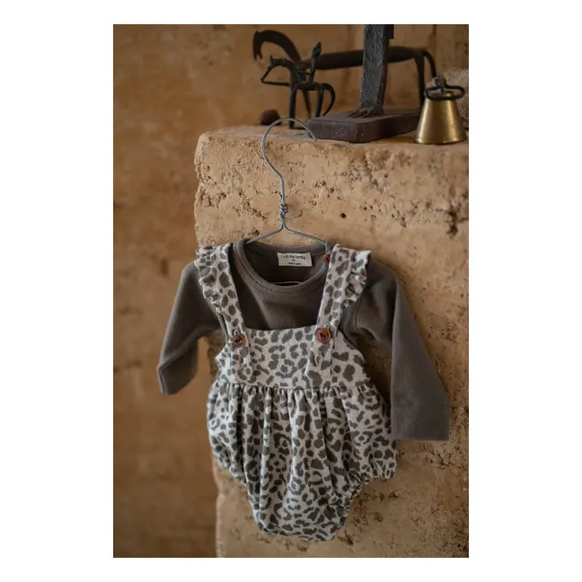 Siena Leopard Fleece Romper | Taupe brown