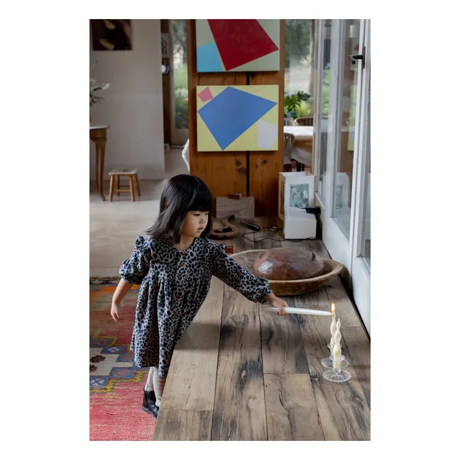 Matera Leopard Fleece Dress | Dark Blue