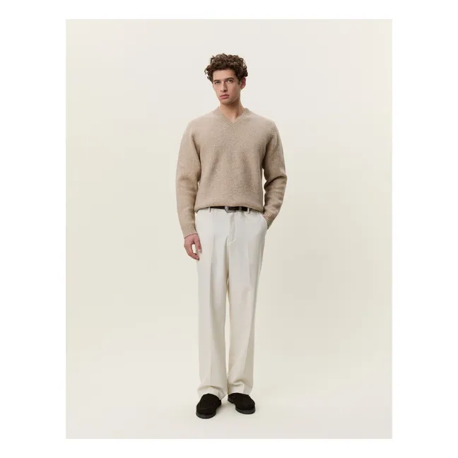 Pull Col V Laine | Beige