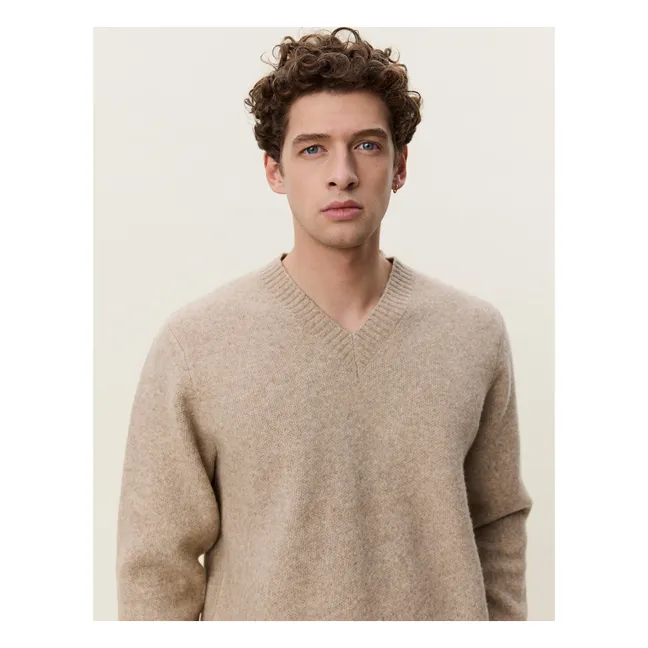 V-Neck Wool Sweater | Beige