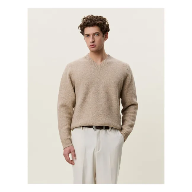 V-Neck Wool Sweater | Beige