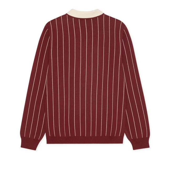 Signature Striped Polo Shirt  | Burgundy