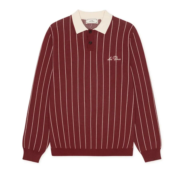 Signature Striped Polo Shirt  | Burgundy