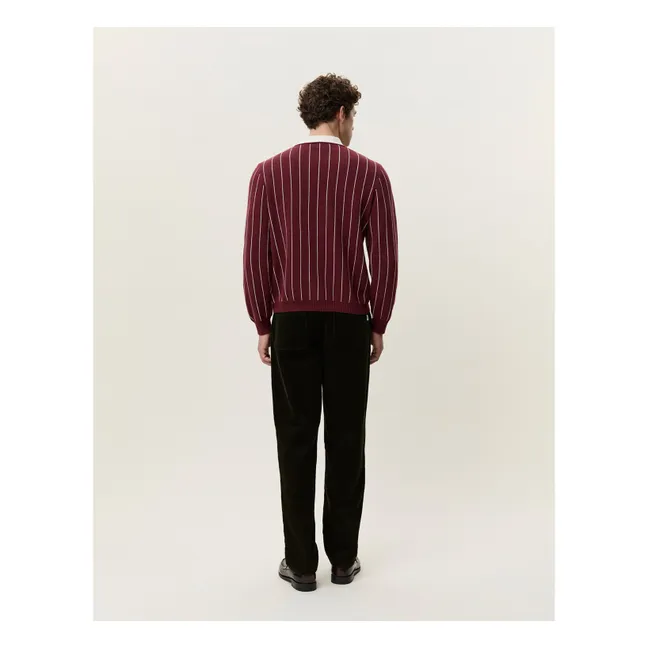 Signature Striped Polo Shirt  | Burgundy