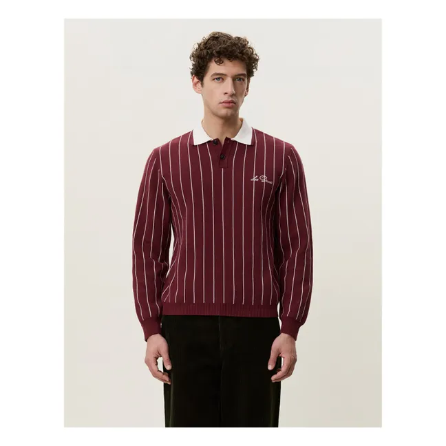 Signature Striped Polo Shirt  | Burgundy