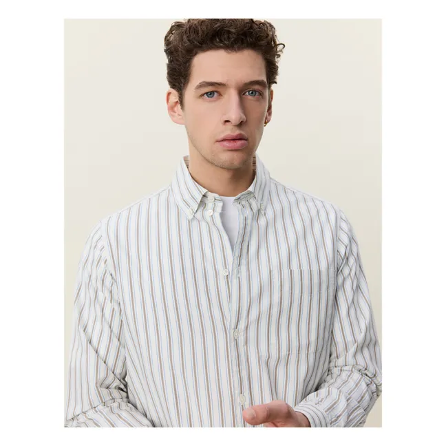 Chemise Rayée Popeline | Blanc - Ivoire