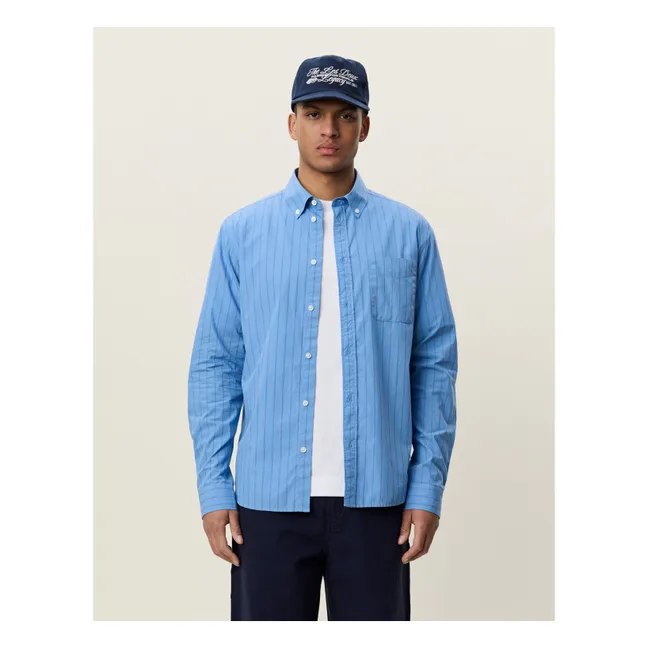 Chemise Rayée Popeline | Bleu Clair