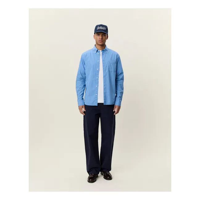 Chemise Rayée Popeline | Bleu Clair
