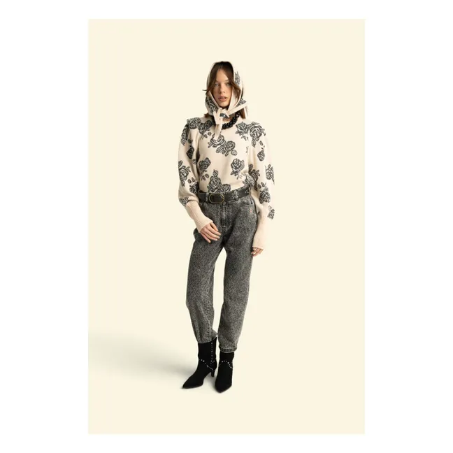Pull Fleurs Laine | Ecru