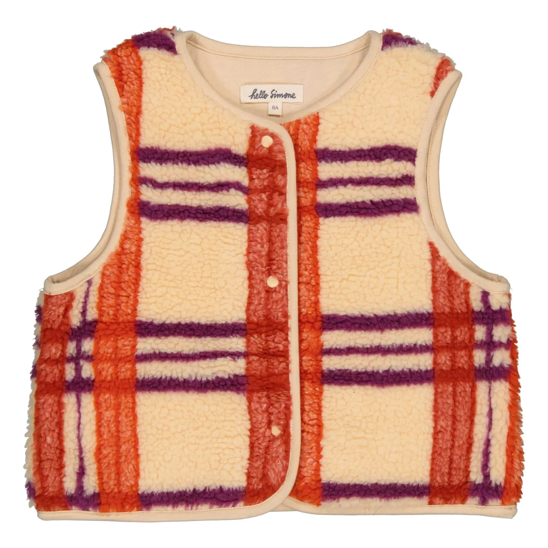 Hello Simone Cream Mira Tartan Sleeveless Jackets
