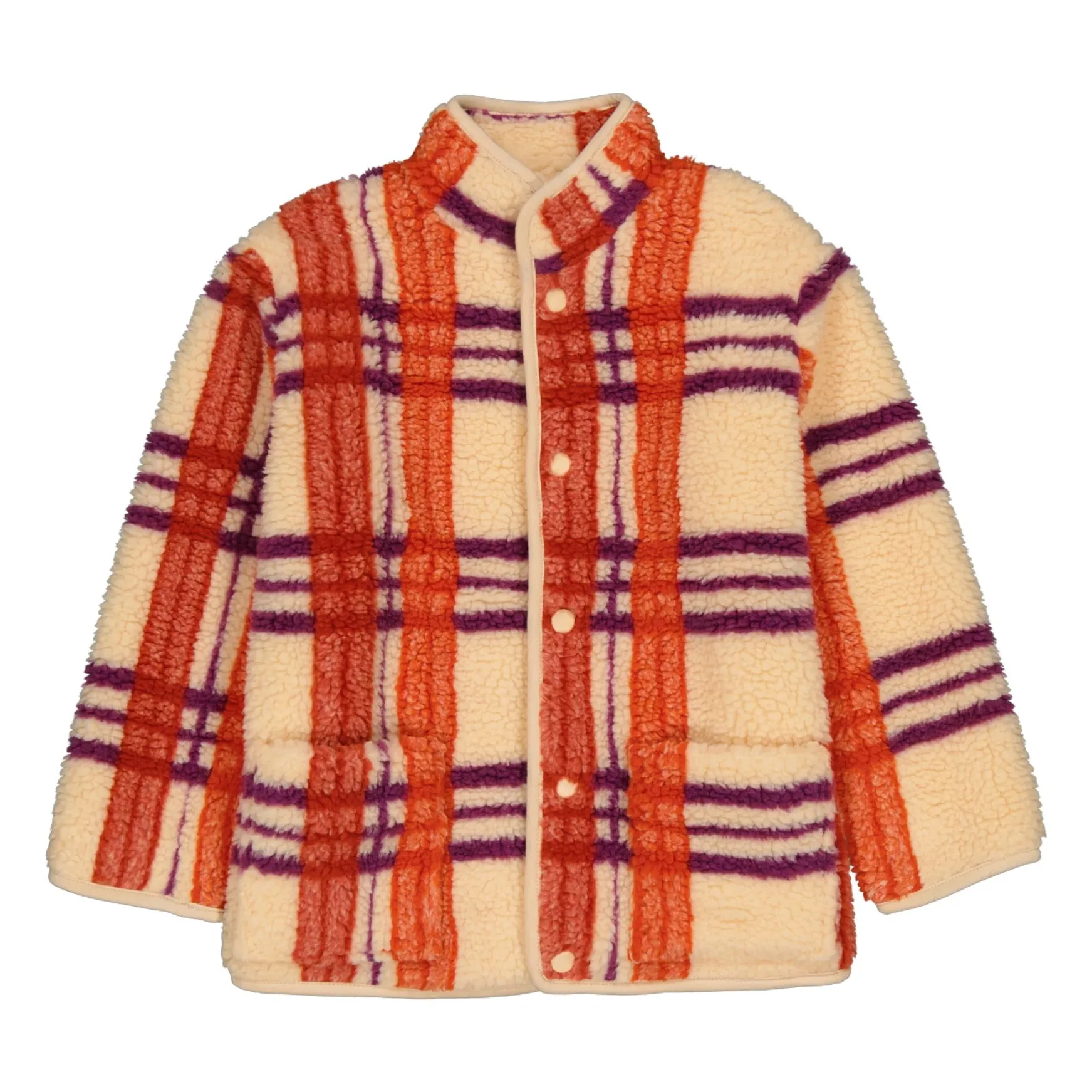 Hello Simone Cream Sherpa Helo Tartan Jacket