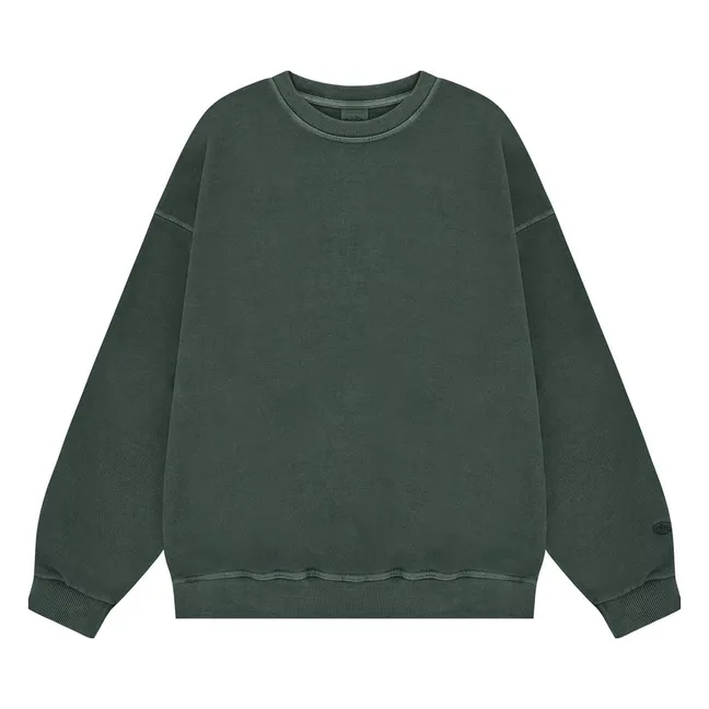 Pigment-Printed Cotton Sweatshirt | Dark green
