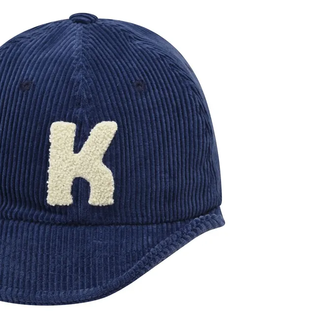 Casquette Logo Velours Côtelé | Bleu