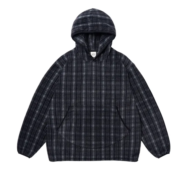 Checkered Fleece Sweatshirt  | Black