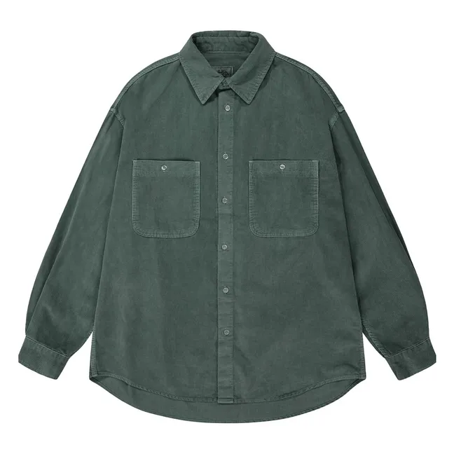 Ribbed Velvet Shirt | Green