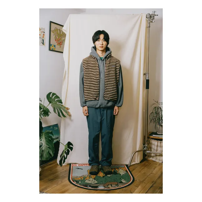 Striped Fleece Jacket | Brown