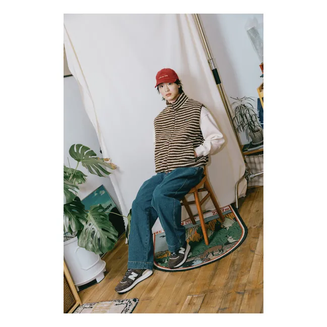 Striped Fleece Jacket | Brown