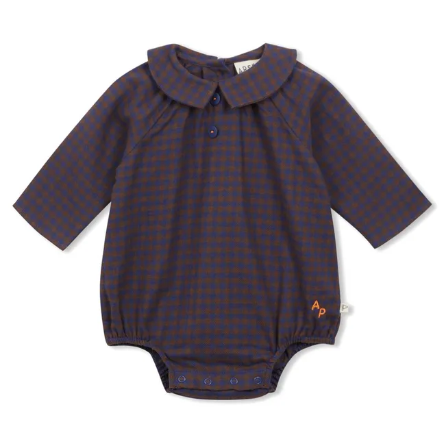 Barboteuse Vichy Coton Bio | Marron