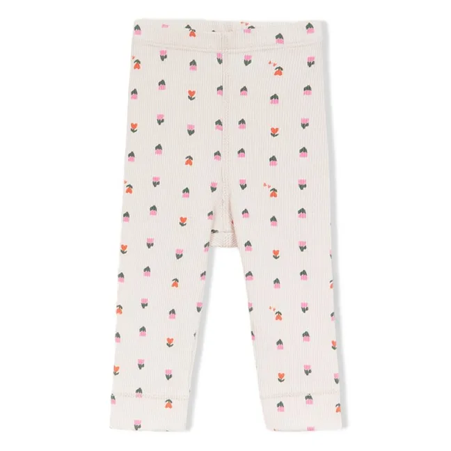 Legging Fleuri Coton Bio | Rose