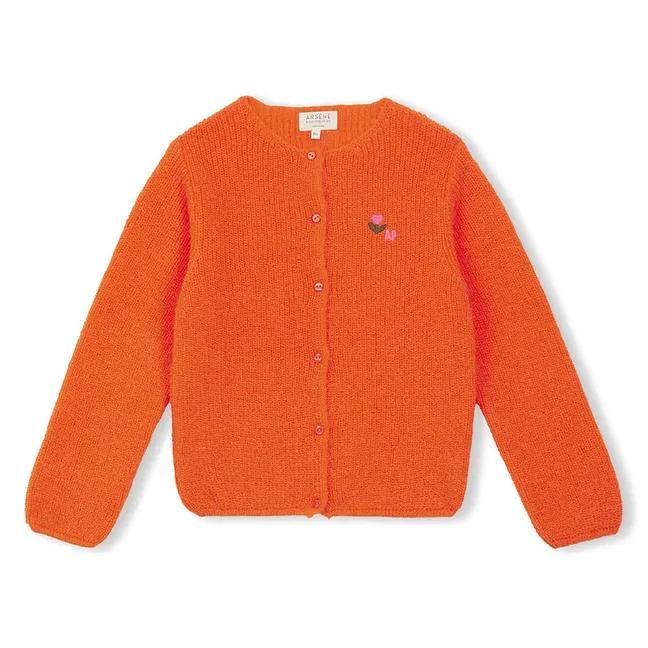 Gilet Fleurs Laine | Orange