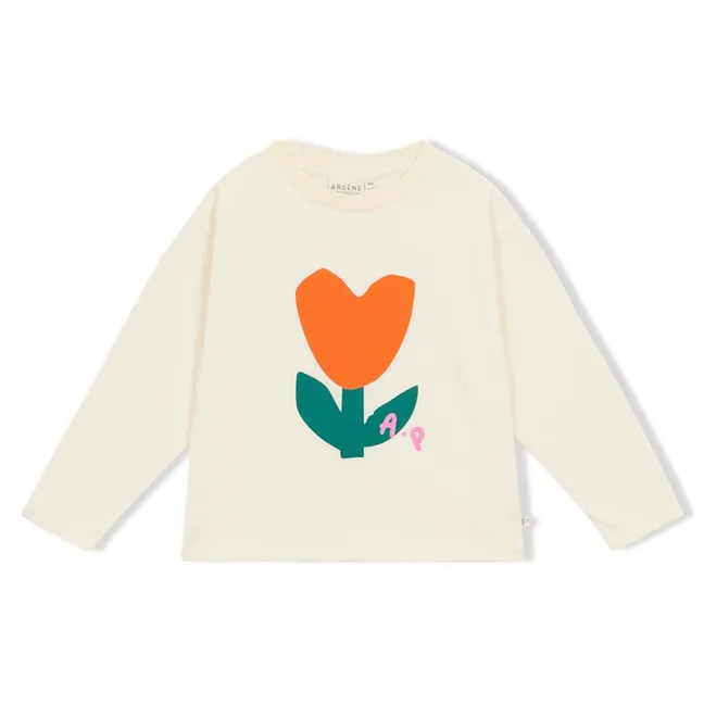 T-shirt Fleur Coton Bio | Ecru