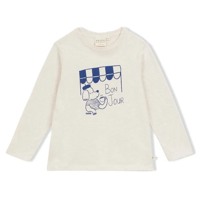 T-shirt Bonjour Coton Bio | Beige chiné